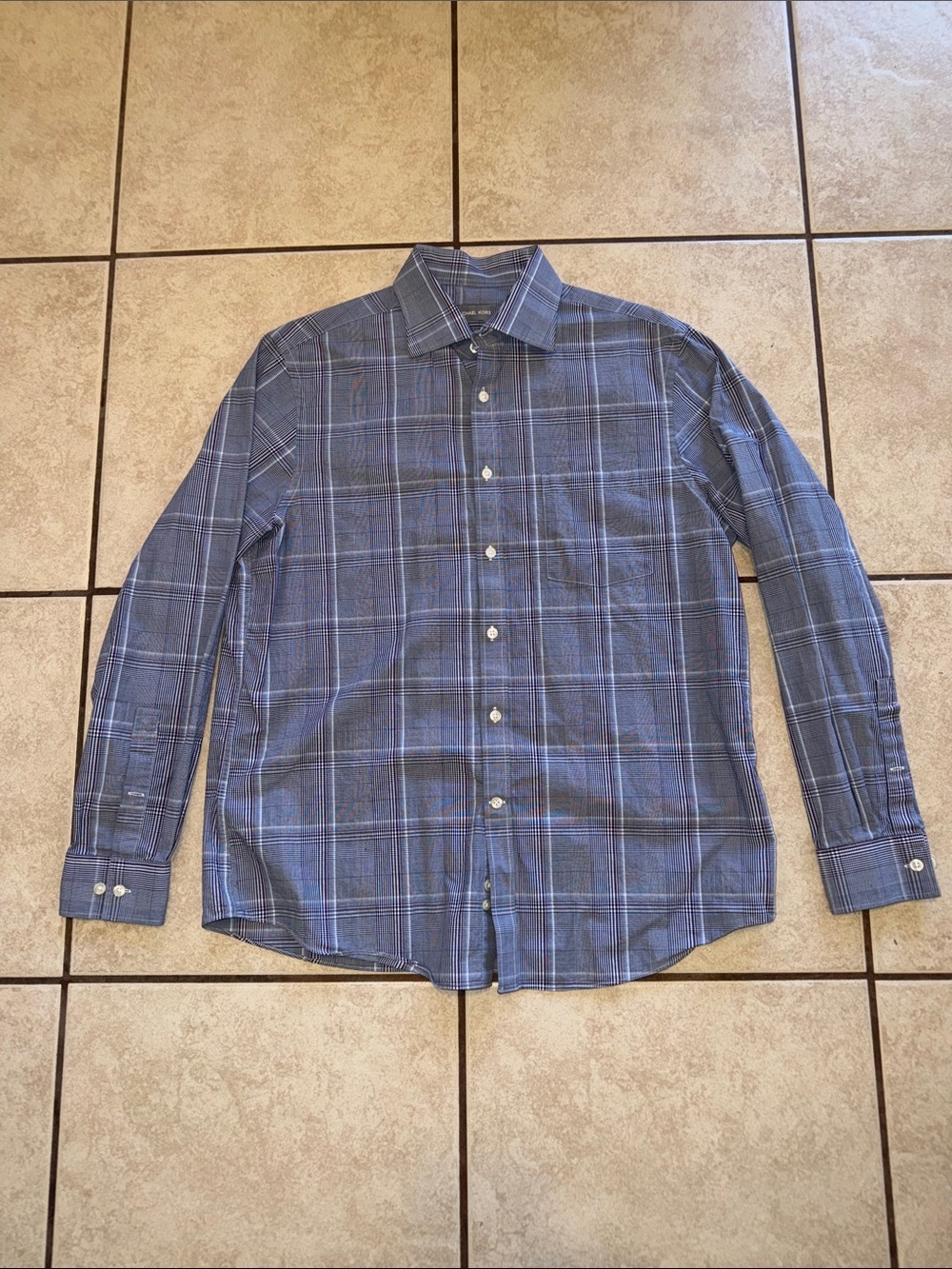 Michael Kors Blue Plaid Dress Shirt